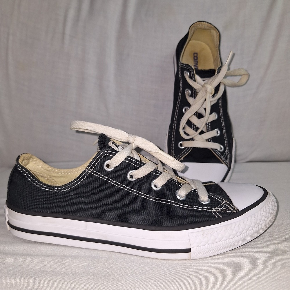 Black Canvas Low‎ Top Converse All Star Shoes Boy Girl Youth Chuck Taylor US 2.5